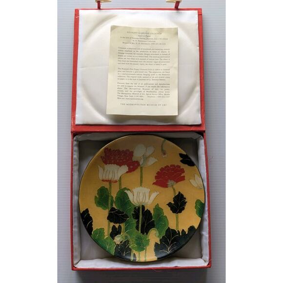 Cloisonné Red Poppy Plate 7" MET Museum Tawaraya Sōsetsu Japanese Art Edo Period - Picture 1 of 5
